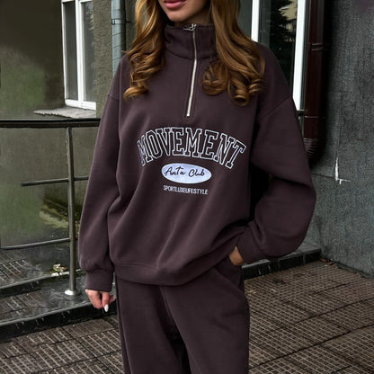 Women's sporty leisure set with a zip fastening away from the neck and a relaxed fit NOVAE