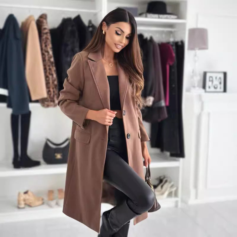 Women's Elegant Coat in a Modern Pinstripe Design NOVAE