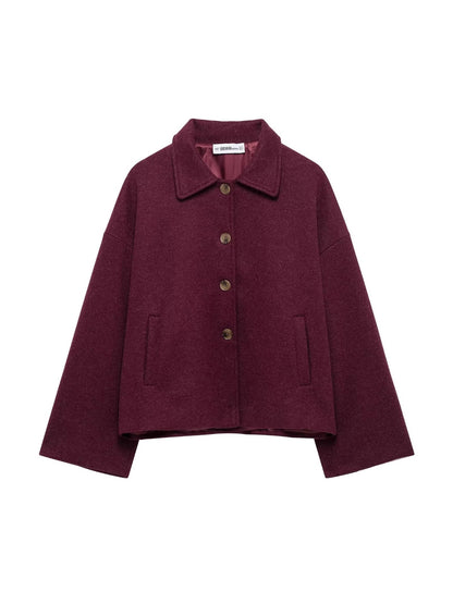 Women's chic blouson jacket made of soft fabric with button closure and pockets NOVAE