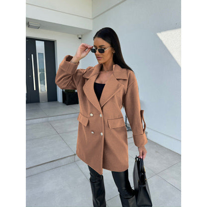 Women's fashionable oversized cotton blazer with double button placket and practical pockets NOVAE