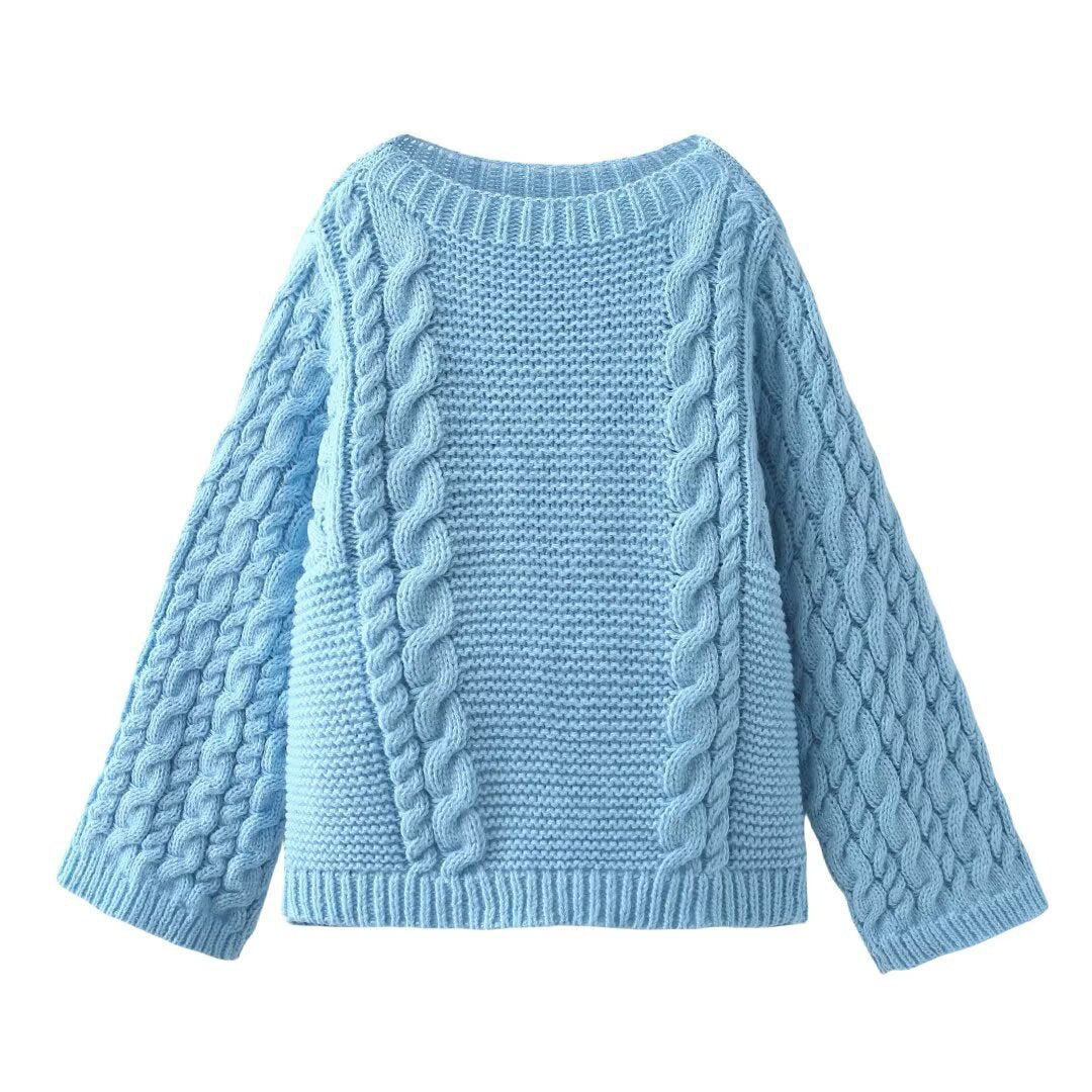 Women's cable-patterned, loose-fitting knit sweater NOVAE