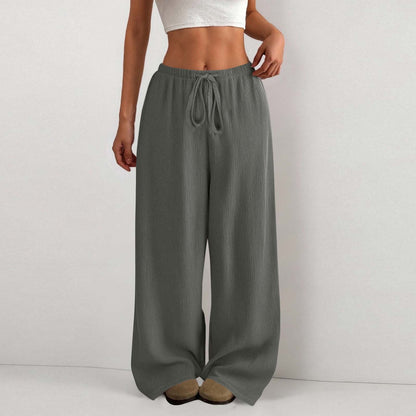 Women's wide-leg summer trousers made of lightweight fabric with elastic waistband NOVAE
