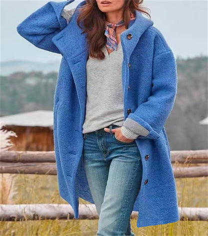Women's casual oversized fleece coat with practical pockets NOVAE