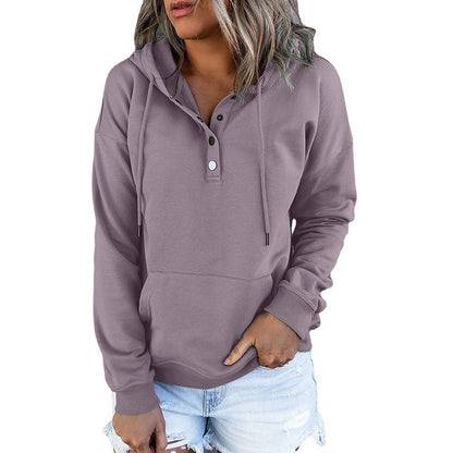 Women's hoodie with button details and practical pockets NOVAE
