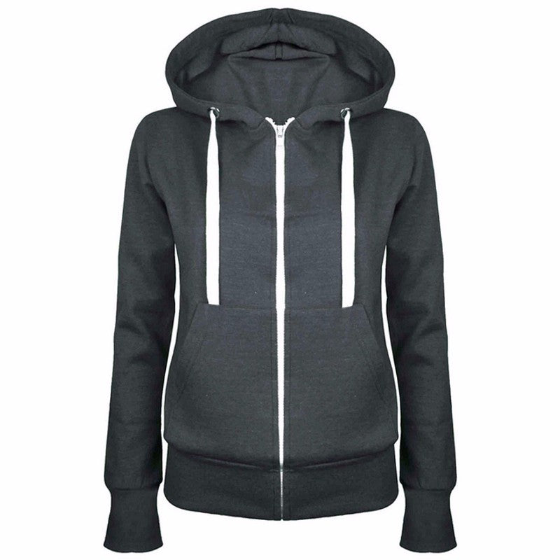 Women's sporty hooded jacket with practical pockets and zipper NOVAE