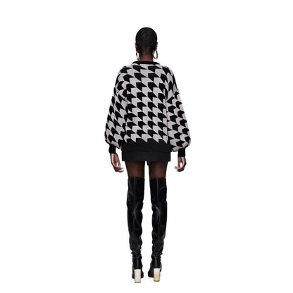 Women's geometric knit sweater with a relaxed fit and trendy trumpet sleeves NOVAE