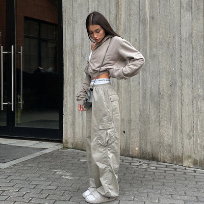 Women's cargo trousers in a casual utility style with an elasticated waist and practical pockets NOVAE