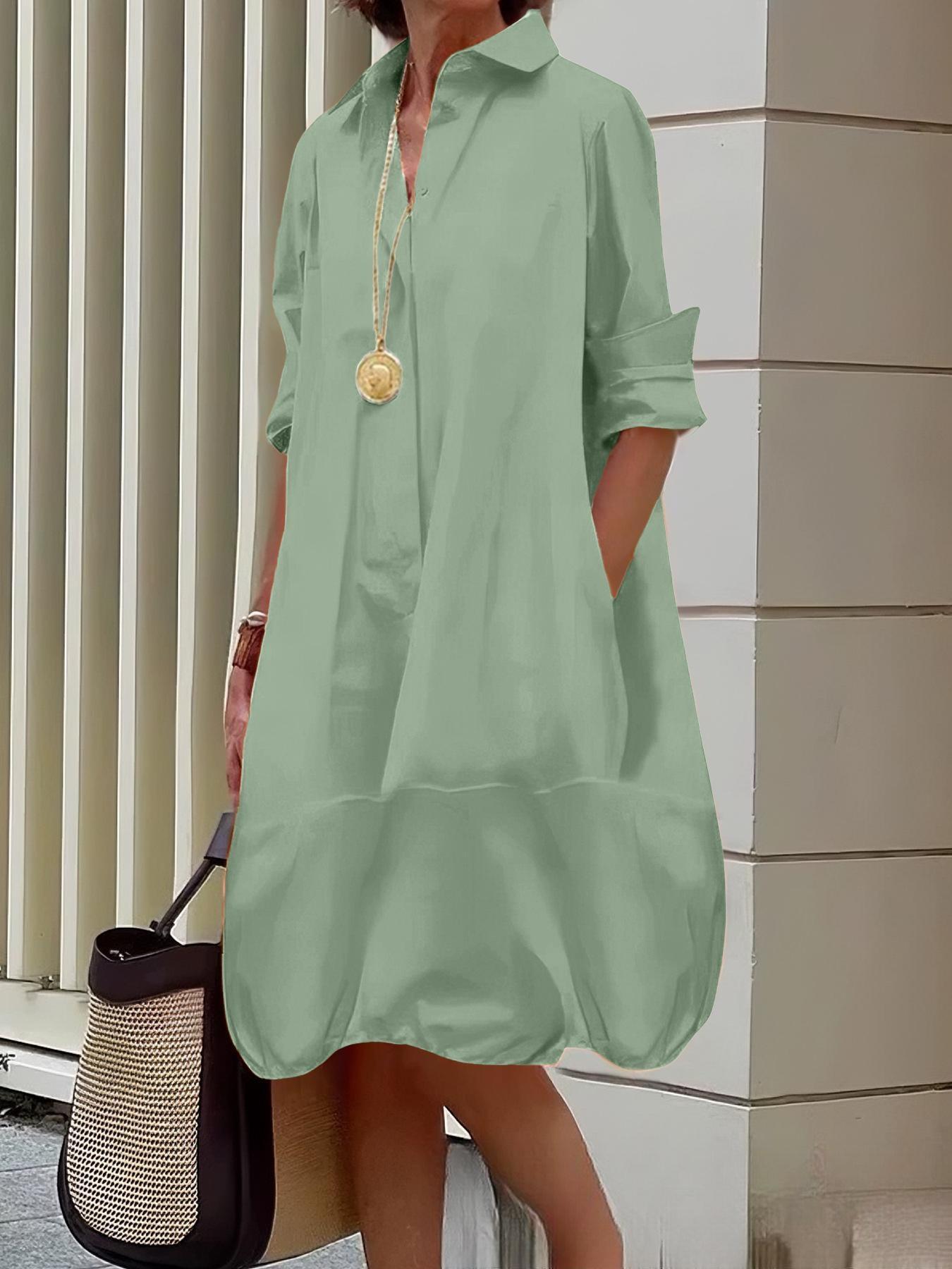 Women's Casual Shirt Dress with Wide Hem NOVAE