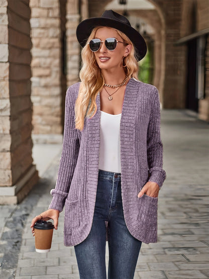 Women's cardigan with long sleeves and structured design NOVAE