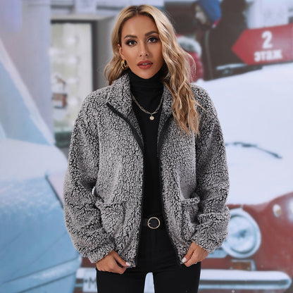 Women's fleece jacket with a cozy texture and generous pockets NOVAE