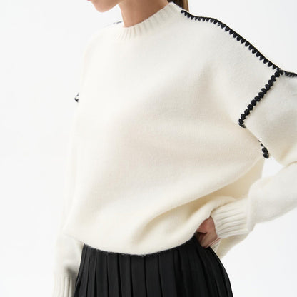 Women's elegant knit sweater with unique ribbed textures and fashionable accents NOVAE
