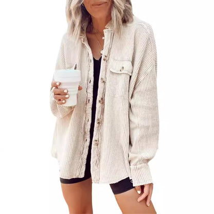 Women's Oversized Waffle Textured Shirt Jacket NOVAE