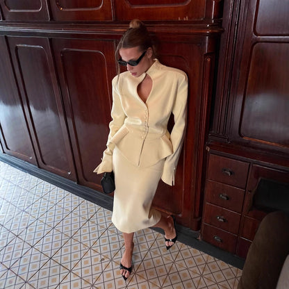 Women's elegant sheath dress with shimmering buttons and feminine cut NOVAE