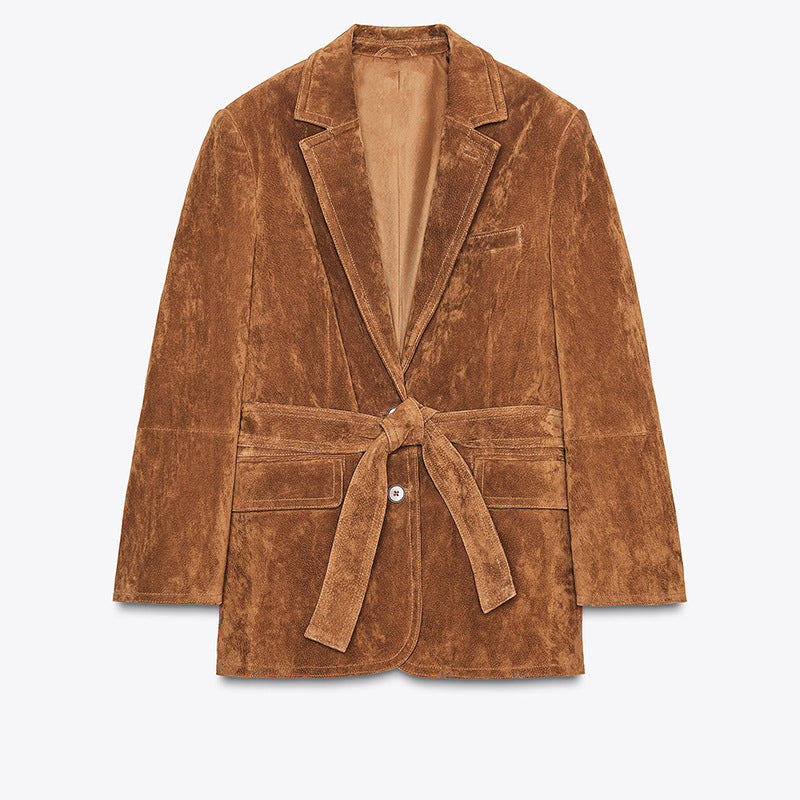 Women's velvet blazer jacket with belt and elegant fit NOVAE