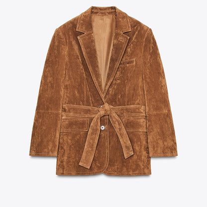 Women's velvet blazer jacket with belt and elegant fit NOVAE