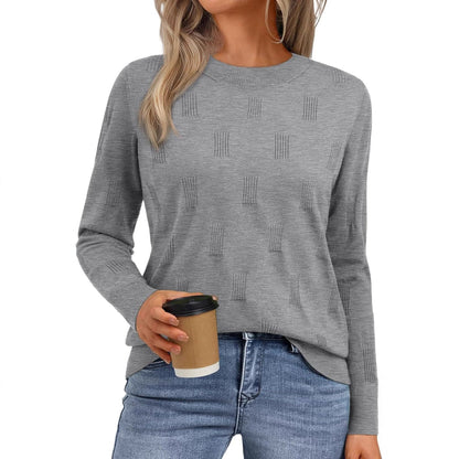 Women's knitted sweater with a textured pattern and relaxed fit NOVAE