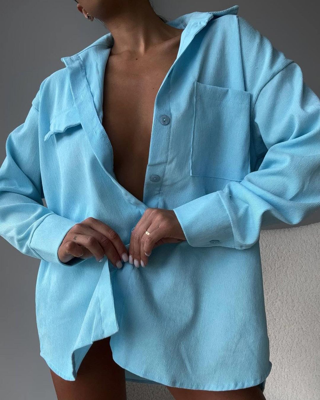 Women's casual shirt jacket made of soft textured material NOVAE