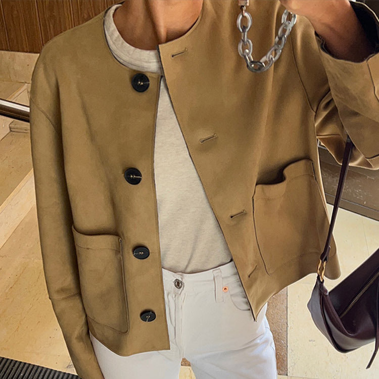 Women's fashionable jacket in a minimalist cut with practical pockets NOVAE