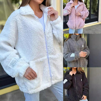 Women's Cozy Fleece Jacket with Practical Pockets and High Collar NOVAE