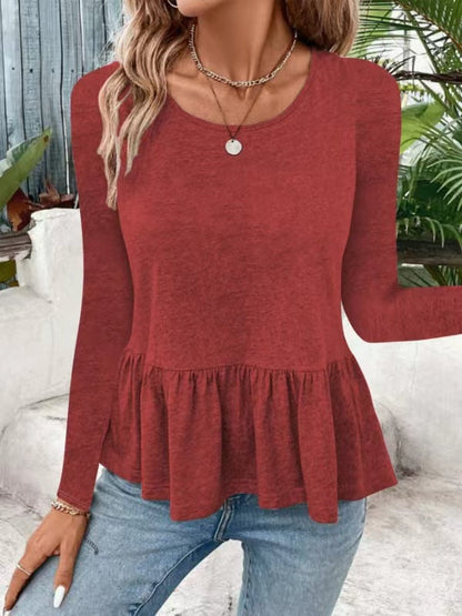 Women's long-sleeved shirt with a voluminous peplum cut NOVAE