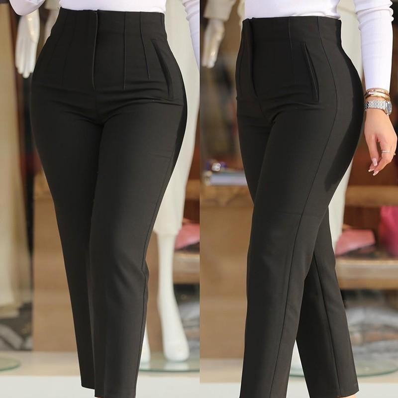 Women's High-Waisted Slimming Pant with Decorative Stitching Details NOVAE
