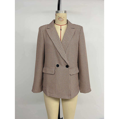 Women's checked oversized blazer jacket with double button placket NOVAE