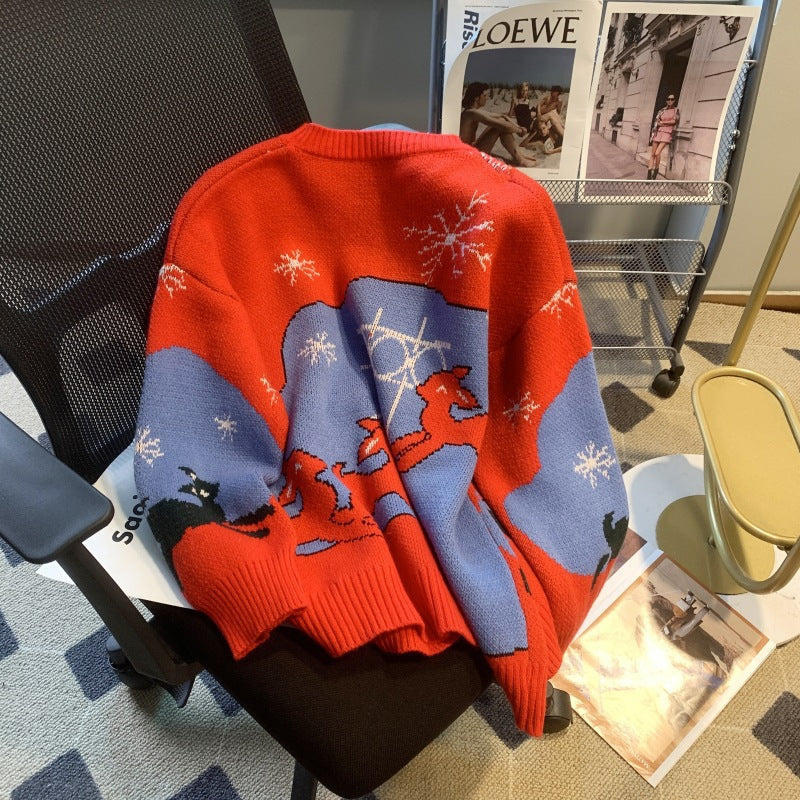 Women's festive sweater with Christmas motif and round neckline NOVAE