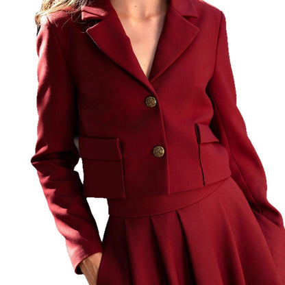 Women's elegant cropped blazer jacket with stylish button details NOVAE