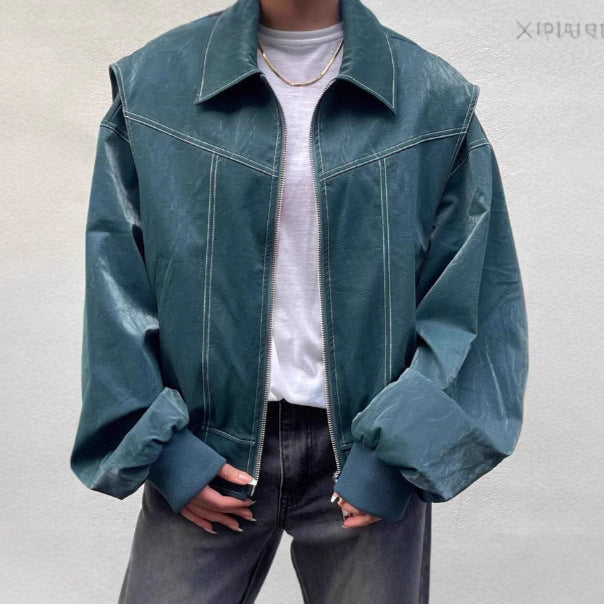 Women's modern faux leather jacket in a sporty cut with practical pockets NOVAE