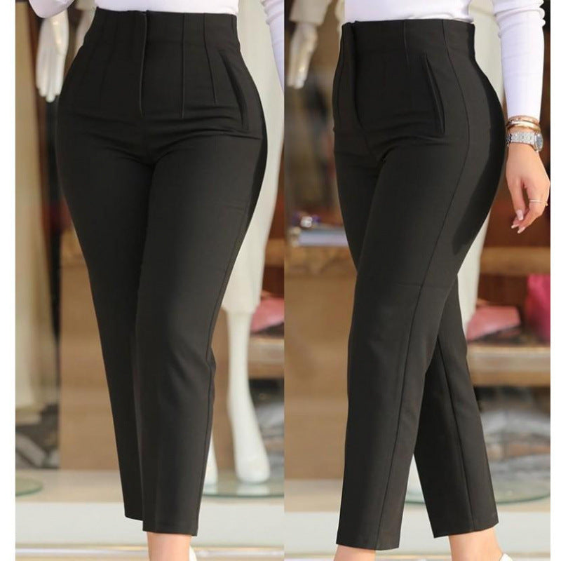 Women's High-Waisted Slimming Pant with Decorative Stitching Details NOVAE