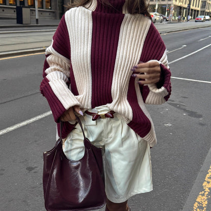 Women's fashionable knit sweater with a chic rib pattern and casual sleeves NOVAE