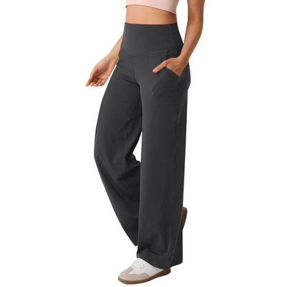 Women's wide-leg high-waisted leisure trousers with practical pockets NOVAE