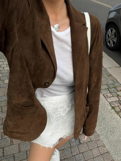 Women's elegant suede jacket with a practical cut NOVAE