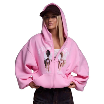 Women's oversized hoodie with creative print and relaxed fit NOVAE