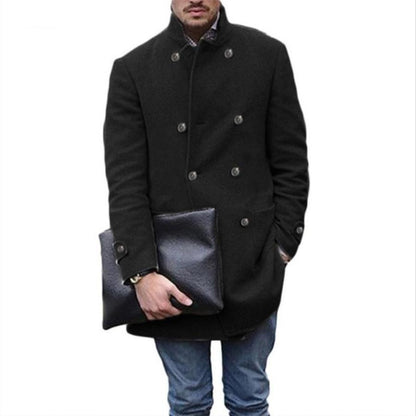 Men's elegant wool duffle coat with double-breasted buttons and practical pockets NOVAE