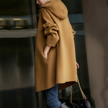 Women's Flowing Transitional Jacket with Hood and Snap Button Closure NOVAE