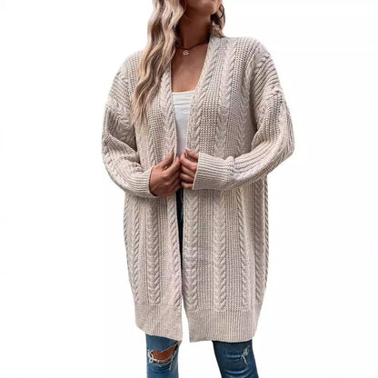 Women's chunky knit cardigan with a wide cut and textured look NOVAE