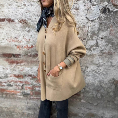 Women's fashionable cardigan with practical pockets and button closure NOVAE