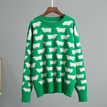 Women's knitted sweater with original sheep design NOVAE
