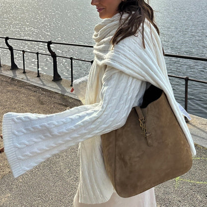 Women's Oversized Knit Sweater with Scarf NOVAE