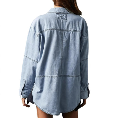 Women's denim shirt with detailed quilting and a relaxed fit NOVAE