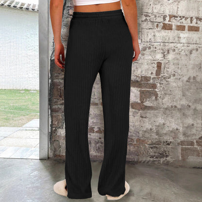 Women's wide-leg ribbed knit trousers with elasticated waistband NOVAE