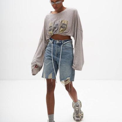 Women's oversized sweatshirt with creative front print and casual cut NOVAE