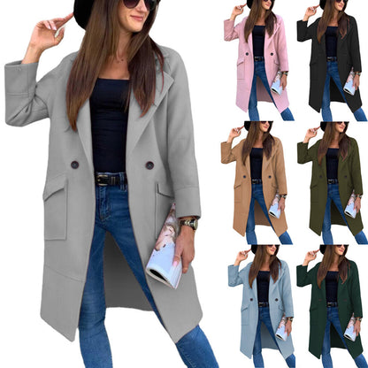 Women's fashionable double-breasted coat with practical pockets and a casual cut NOVAE