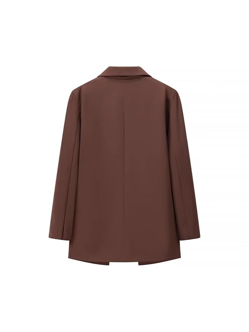 Women's elegant oversized blazer with double button placket and practical pockets NOVAE