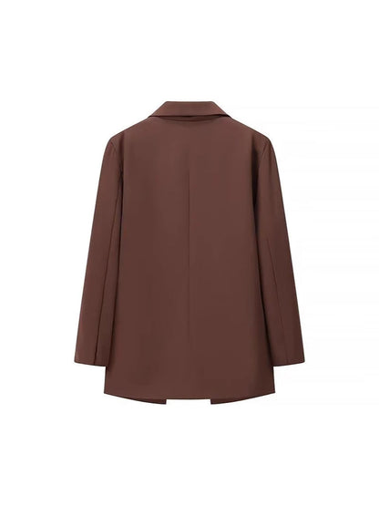 Women's elegant oversized blazer with double button placket and practical pockets NOVAE