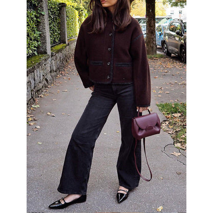 Women's casual wool jacket with pockets and oversized cut NOVAE