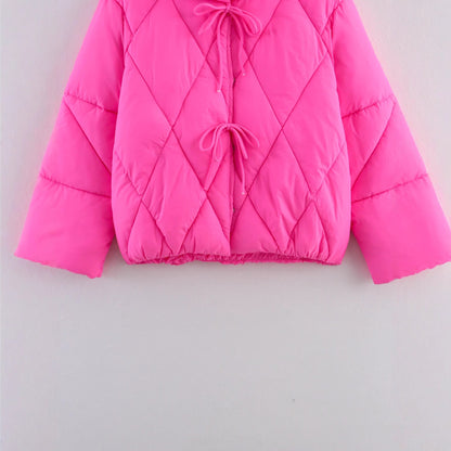 Women's quilted leisure jacket with high collar and drawstring NOVAE