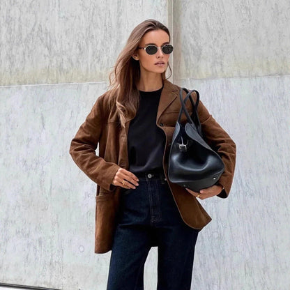 Women's elegant suede jacket with a practical cut NOVAE