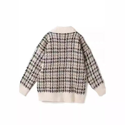 Women's Patterned Cardigan with Button Placket and V-Neck NOVAE